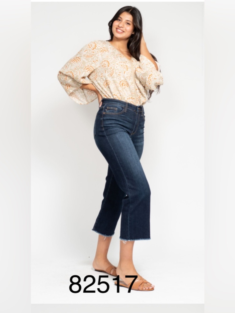 Judy Blue high waisted Women’s Dark Wash Cropped Wide-Leg Jeans – Navy Blue